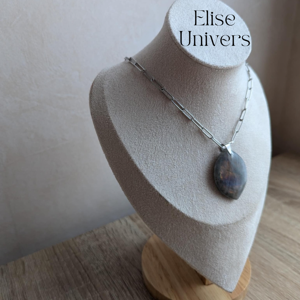 Pendentif labradorite avec chaîne 