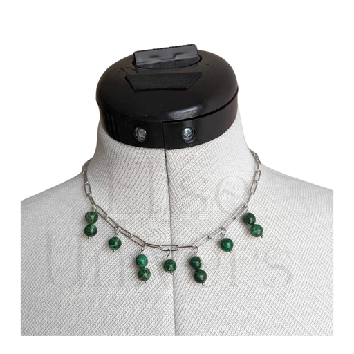 [C37] Collier jaspe vert chauffé